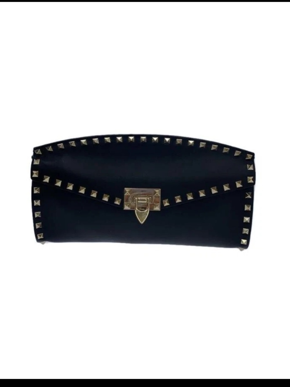 Valentino Garavani Black Envelope Clutch with Gold Studs